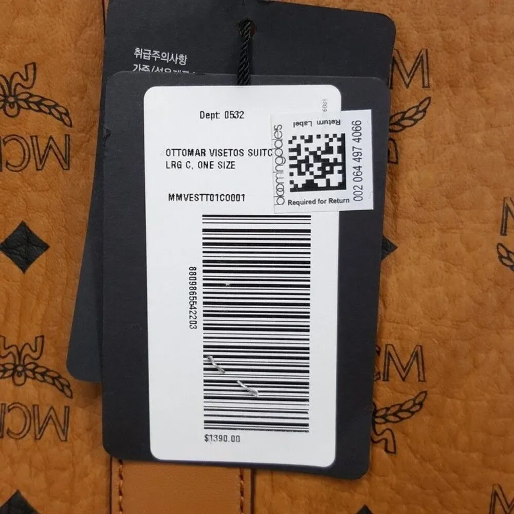 MCM Ottomar Suitcase in Visetos Tan Cognac Leather Weekender Monogram Logo $1390